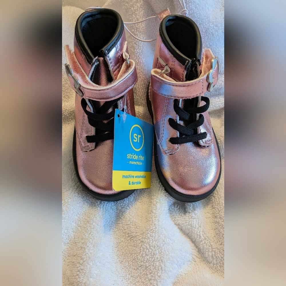 Stride Rite Rose Metallic Lace-Up & Strap Kids Boots